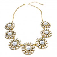 Crystal Floral Gem Bib Statement Necklace